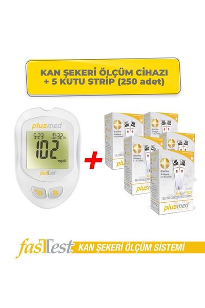 PlusMed Fasttest Kan Şekeri Ölçüm Cihazı Ve 5 Kutu Strip