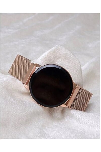 DESİNGSHOP Digital Dokunmatik Mıknatıslı Hasır Kayış Rose Gold Kol Saati