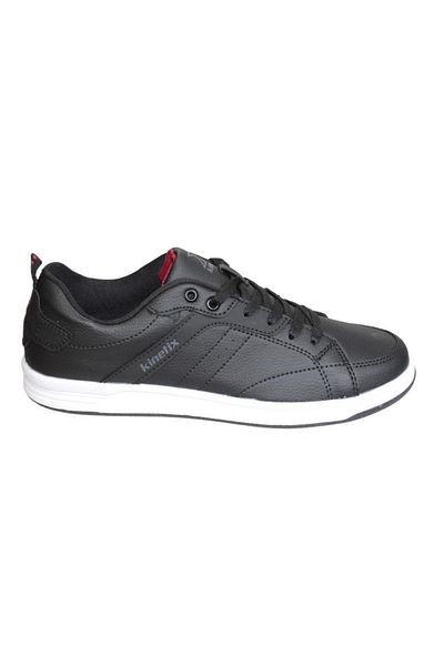 Kinetix Men's White Black Leather Laced Flat Sole Sneacer Casual Sports Shoes