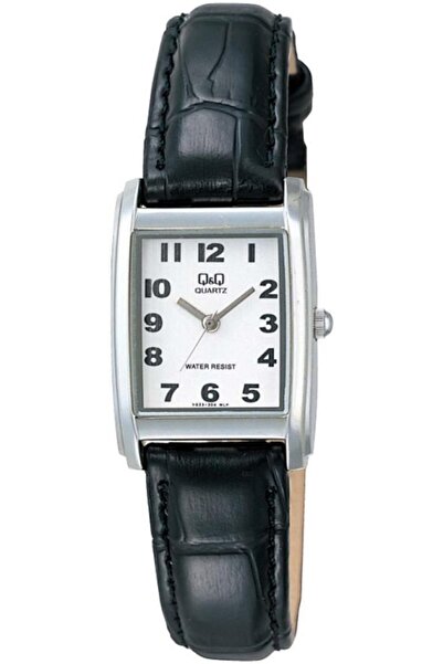 Q&Q Vg33j304y ساعة يد مربعة من الجلد بأرقام