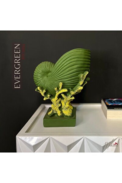 Decorative Green Nautilus Shell Yellow Coral Based – Ocean Themed - Excellent original design