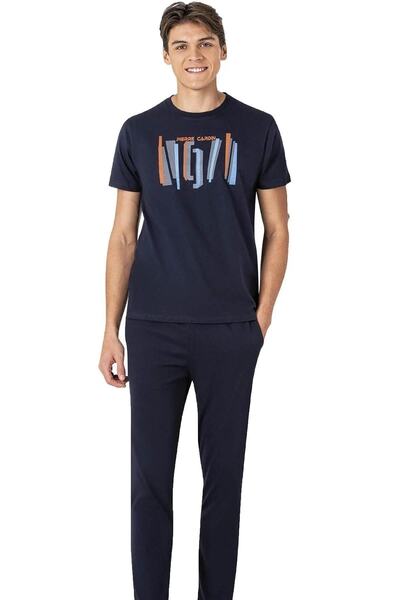 Pierre Cardin Men's 6013 Combed Cotton Short Sleeve Summer Pajama Set