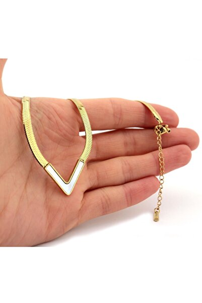 Stainless Steel Snakeskin Smash Chain Model V Necklace