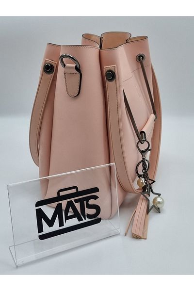MATS ÇANTA Mats Metal Handle Hand and Shoulder Bag Powder
