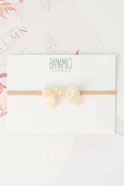 Banamio Ecru Lace Bow Hair Band 0-4 Years