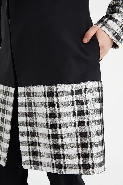 Balizza Collarless Trench Coat with Blz-sleeves and Skirt Part