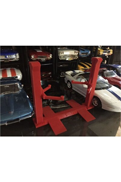 Three D Maker 3d Tasarım 1:18 Ölçek Lift Diorama Garaj (kırmızı)