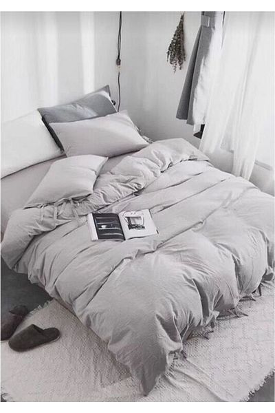 miss linda home collection Σετ Παπλωματοθήκη Double Ranforce Grey