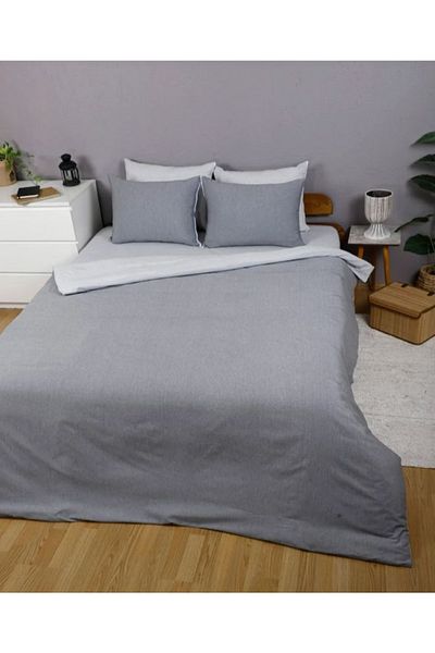 miss linda home collection Σετ Παπλωματοθήκη Double Ranforce Grey