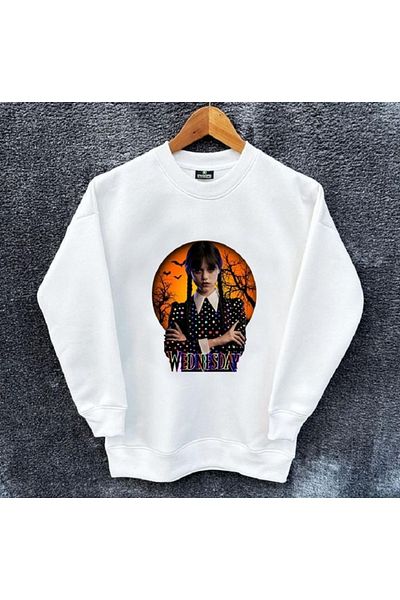 Wolters Outdoors Kids Wednesday3 Oversize Printed Cotton Long Sleeve Crew Neck Sweatshirt