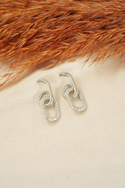 By Zeyna Aksesuar Kadın Özel Tasarım Sallantılı Elips Model Küpe