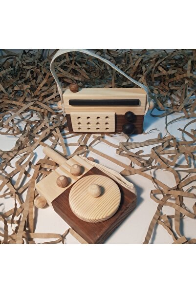 aswood جهاز اتصال لاسلكي خشبي مصنوع يدويًا للأطفال + مجموعة ألعاب راديو للأطفال، لعبة مونتيسوري، هدية للأطفال