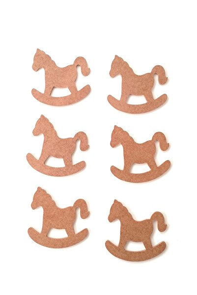 DEKOLOBİ 6 Lı Mini Sallanır At / Çocuk Odası Boyanabilir Ham Mdf Obje