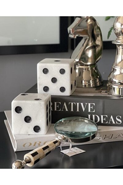 MIARIK DESIGN & DEKORASYON 2li Mermer Zar Beyaz