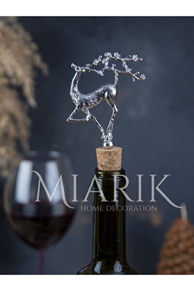 MIARIK DESIGN & DEKORASYON Ucan Geyık Sılver Şışe Mantar , Şarap Mantarı , Şarap Tıpası , Yagdanlık Tıpası , Yagdanlık Mantarı