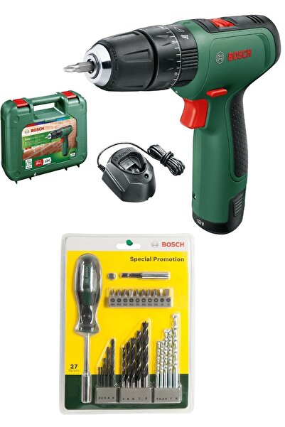 Bosch Darbeli Matkap Şarjlı Matkap Akülü Matkap Vidalama + 27 Parça Matkap Ucu Vidalama Ucu