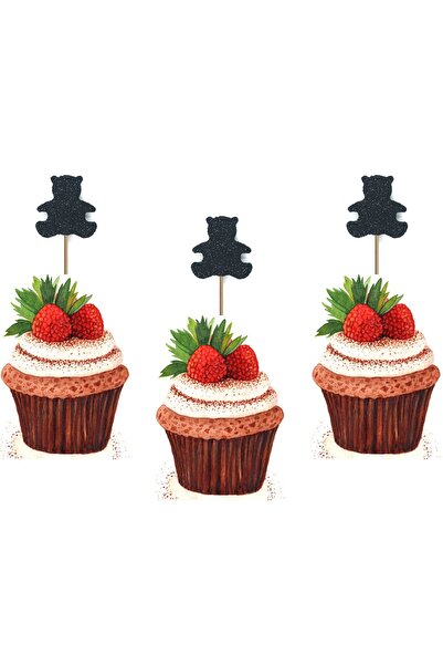 Yusuf Dirik YD Party Supplies أعواد أسنان لامعة للكب كيك 20 نجمة سوداء