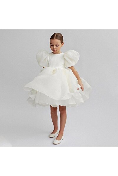 miço kids Balon Kollu Organze kız Çocuk Elbise -kristal Tüllü Organze Abiye- ...