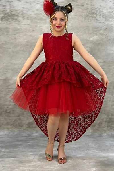 miço kids Παιδικό βραδινό φόρεμα με Salsa ουρά και λεπτομέρεια φιόγκου - Φόρε...