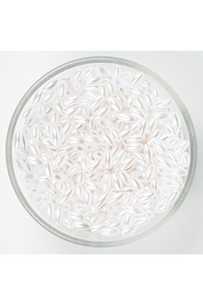 yfhobi 25 Gram - 4x8 Mm, Beyaz Renk Arpa Inci Boncuk, Lüks Barok Arpa Inci, (...