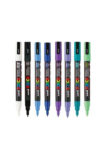 Uni Posca Marker Pen Pc-3m (0.9-1.3mm) Set of 8 Mixed 4