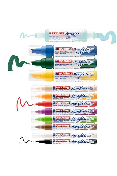 Edding K1299 Hobby - Art Pen Permanent Acrylic Paint Pen Creative Set Basic 12 Pieces