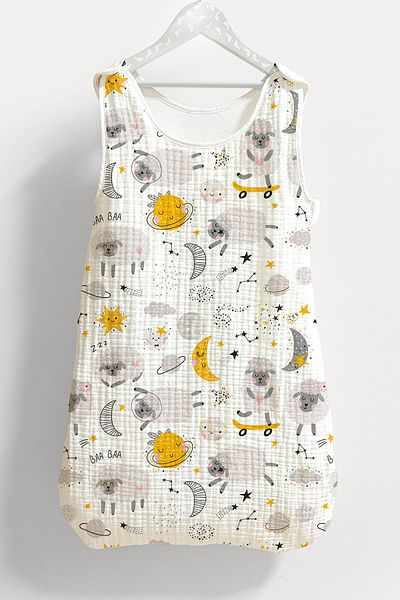Tuğba Kuğu 4 Layers Muslin Baby Sleeping Bag (0-18 MONTHS) - Lambs on the Planet