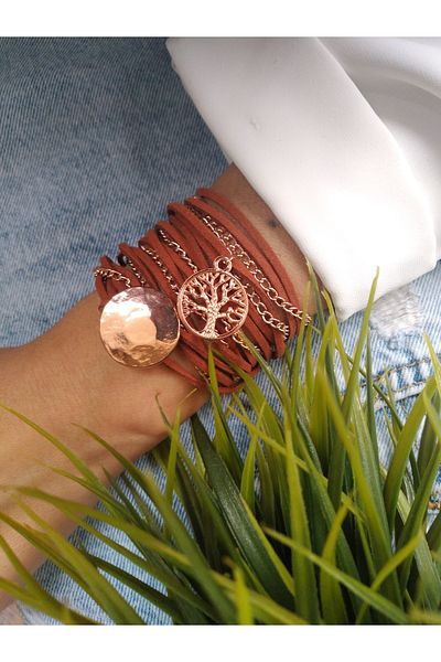 ZeynDesign Suede Brown Bronze Tree of Life Wrap Bracelet