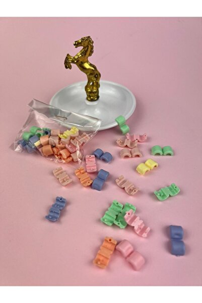 Aşko Store Accesoriu pentru păr colorat, cu mărgele pentru împletitură, 20 bu...