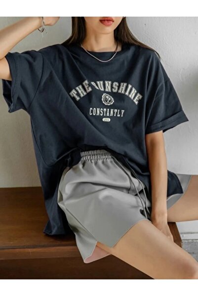 Machetta Sunčano svetlo Štampano okrugla kragna Oversize kroj Unisex T-shirt