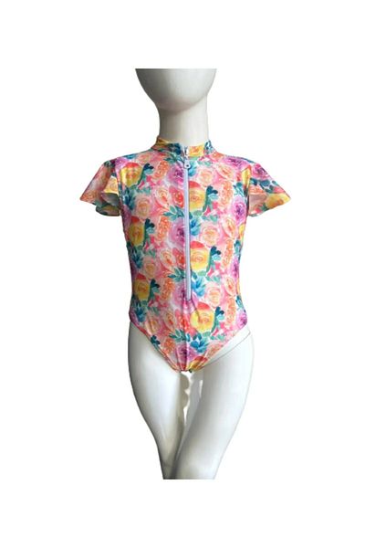 pistyle Girl's Swim Top Swimsuit and Skirt 2-Piece +40 Factor Sun Uv Dried.yellow Tie-dye Jumpsuit Swimsuit