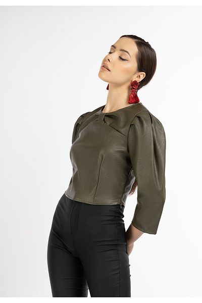 Faina Bluse - Khaki - Slim Fit
