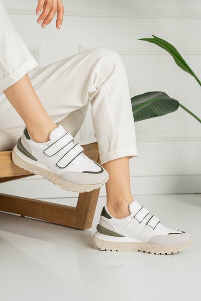 Ayax Khaki Green Daily tépőzáras ortopéd talpbetétes női tornacipő