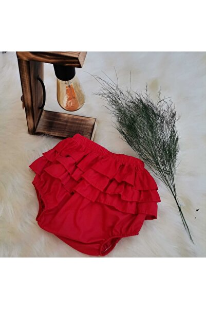 KAYMER TEKS Kız Bebek Kırmızı Fırfırlı Şort