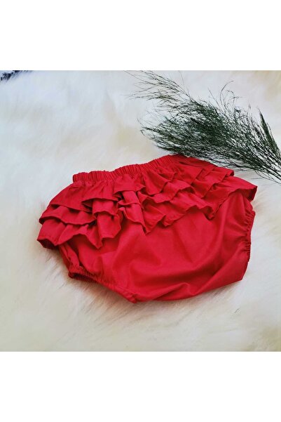 KAYMER TEKS Kız Bebek Kırmızı Fırfırlı Şort