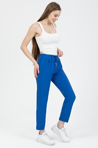 MD trend Női Saks megkötős elülső rejtett cipzáras dupla zsebes szárú nadrág