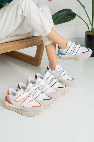 Ayax Sax Mavi Günlük Cırtlı Ortapedik Iç Taban Kadın Sneaker