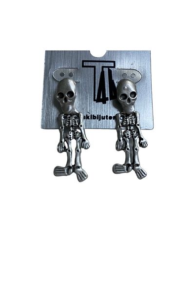 Köstebek Gothic Punk Clip-on Skull Skeleton Earrings