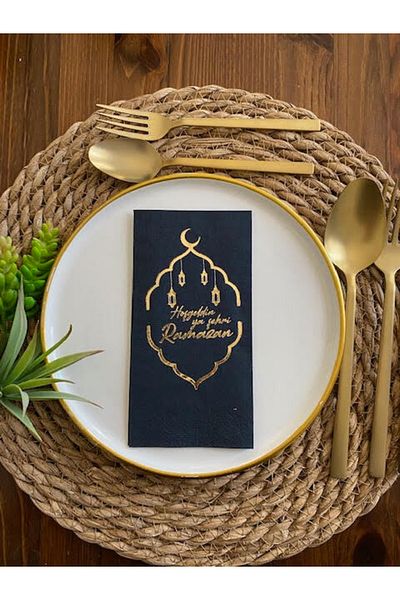kidspartim Gold Gilded Black Welcome Ya City Ramadan Waiter Fold 16 Pieces New Model