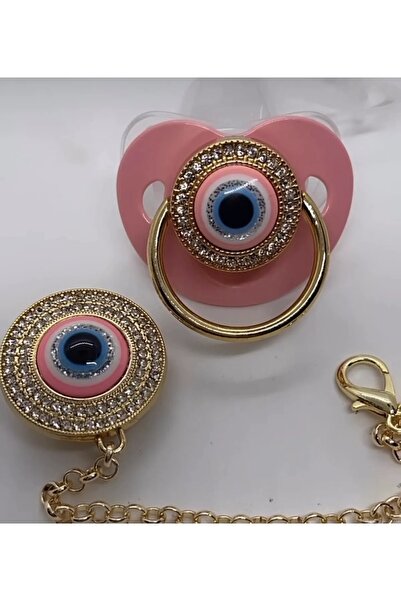 Smyak Taşlı Nazar Pembe Boncuklu Emzik Yenidoğan Bebek Hediyelik
