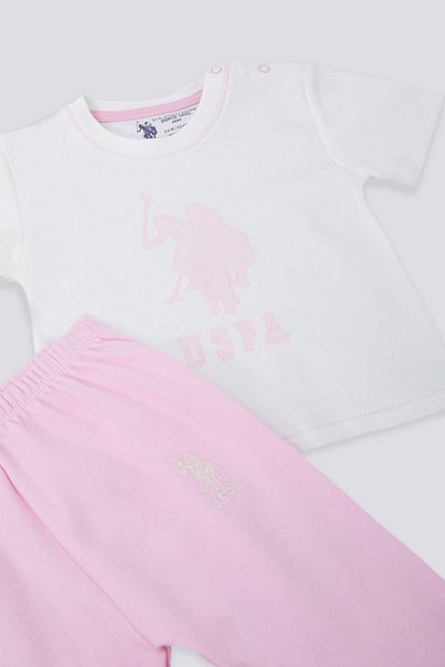 U.S. Polo Assn. Light Tones Pink Cream Baby T-shirt Set
