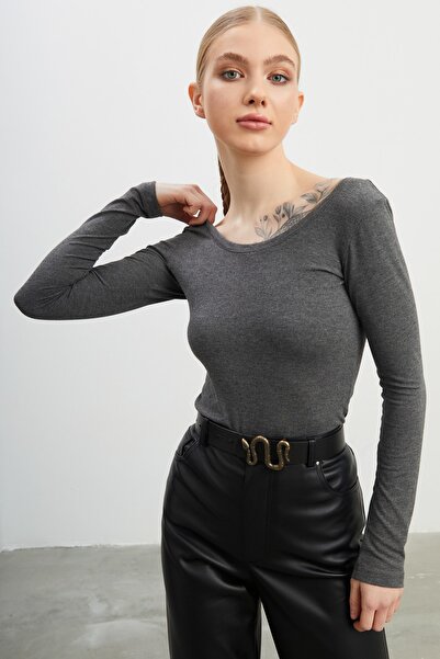 modavingo المرأة أنثراسايت الأميرة طوق كم طويل بادي