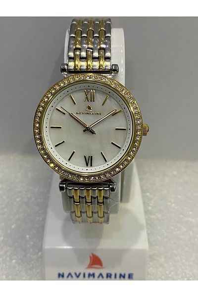 Navimarine Gold & Silver Mother of Pearl Dial 35 Mm Women's Wristwatch