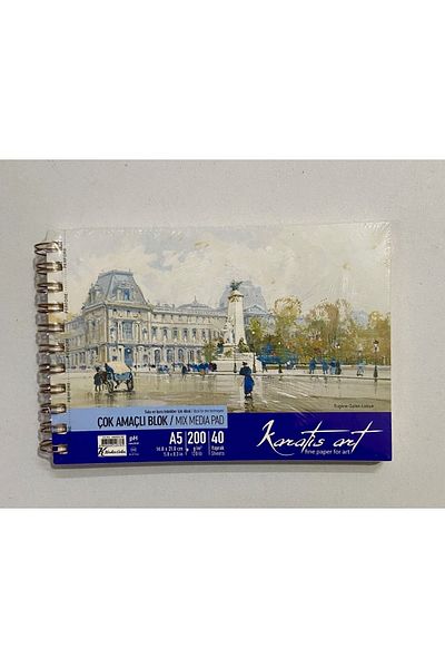 KESKİN COLOR Karatis Art A5 Size 200 gr Weighted 40 Sheets Spiral Multi-Purpose Block