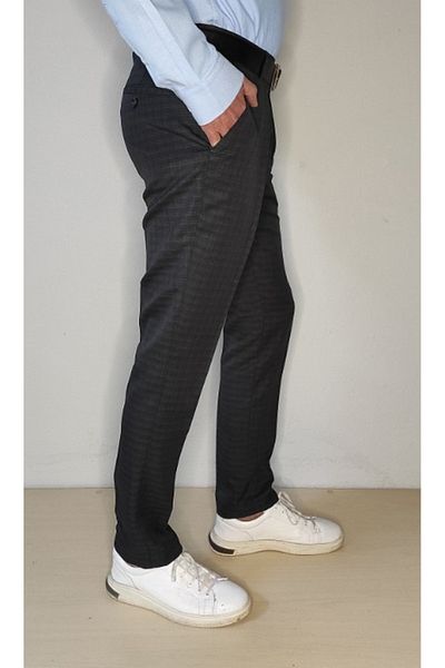 Bomenti Life Men's Plaid Anthracite Slim Fit Sports Trousers