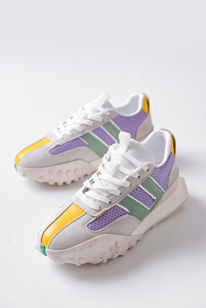 MASSOLE Lila Mix Bağcıklı Yeni Sezon Tarz Günlük Şık Premium Kadın Spor Ayakkabı