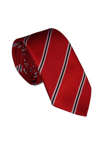 Le Voux Striped Red Color Necktie and Pocket Handkerchief