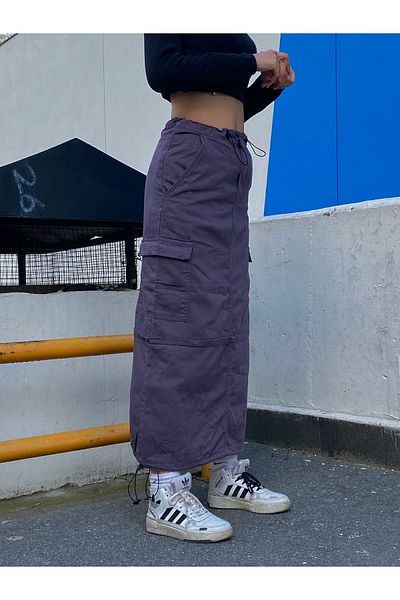 Gofeel Fusta elastică reglabilă Y2k Harajuku Tactical Cargo pentru femei, cu buzunare