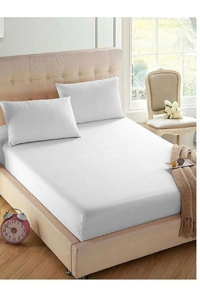 PRİVATE White Plain Double 100% Cotton Hotel Bed Sheet 240×280 Cm 63 Wire Woven