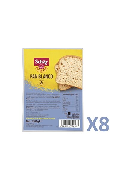 Schar Pan Blanco Dilimli Ekmek 250 Gr.(8 Adet)